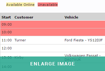 MAM Software Autowork Online MOT booking diary