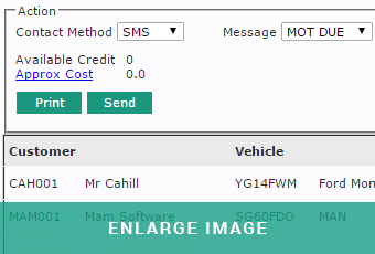 MAM Software Autowork Online SMS reminder screen