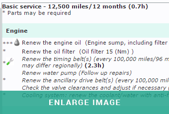 MAM Software Autowork Online service schedule screen