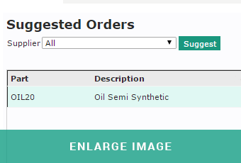 MAM Software Autowork Online suggested ordering screen