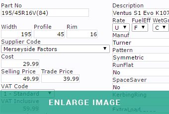 MAM Autowork Online allows the storage of tyre data