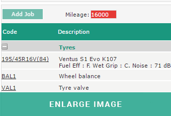 MAM Autowork Online stores various pieces of special tyre data