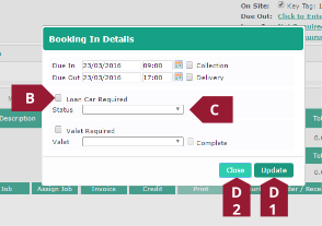 Check the loan car box then select a status and click update