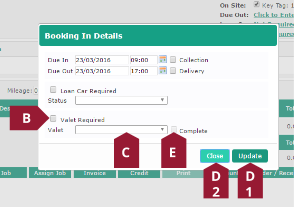 Check the Valet require checkbox and chose an option