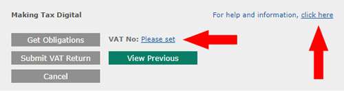 Making Tax Digital - Set VAT No. - UserGuide