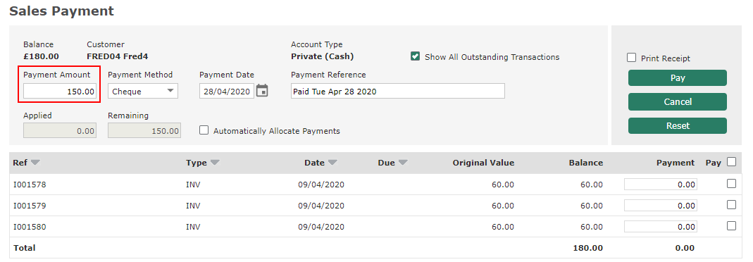 Allocating a Payment (Method 2)