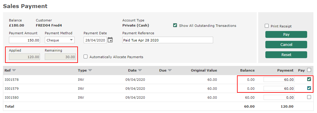 Allocating a Payment (Method 2)