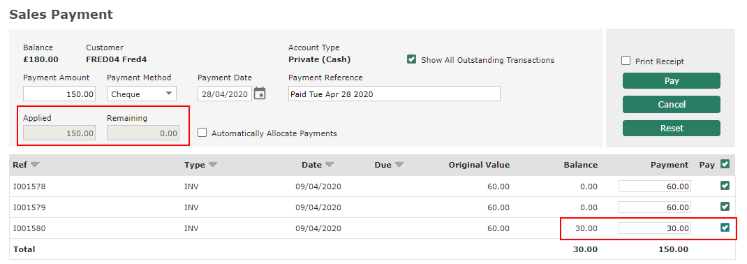 Allocating a Payment (Method 2)