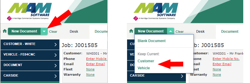 New Document Menu