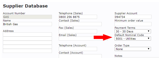 Supplier nom code Supplier nom code